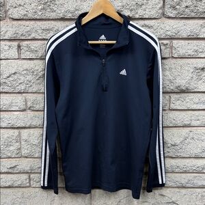 Adidas Dark Blue Half-Zip Top with White Accents